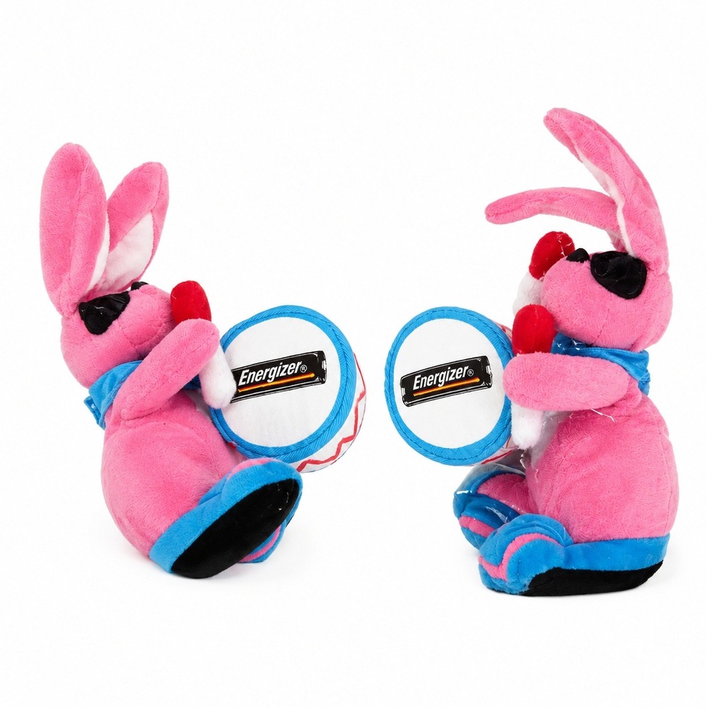 Vintage Energizer Plush Toy 1997 Promotional Mascot Set of 2 Pink Stuffed Animal